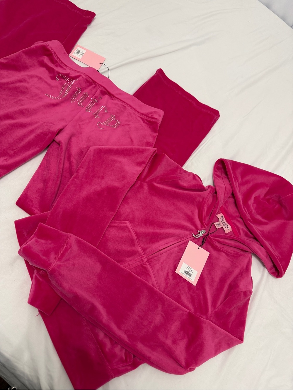 Juicy Couture Hot Pink Velour Zip Hoodie Set